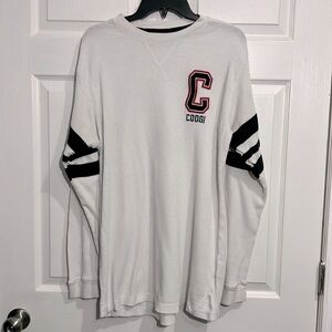 COOGI Men’s Waffle Knit Varsity Stripe Sweater- White & Black - Size XL